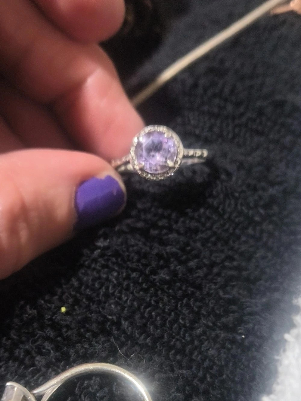 Pandora Purple Stone Halo Ring